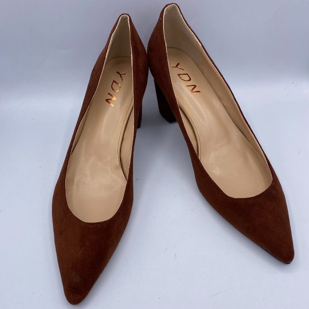 YDN Pointed Toe Chunky High Heel Pumps Shoe